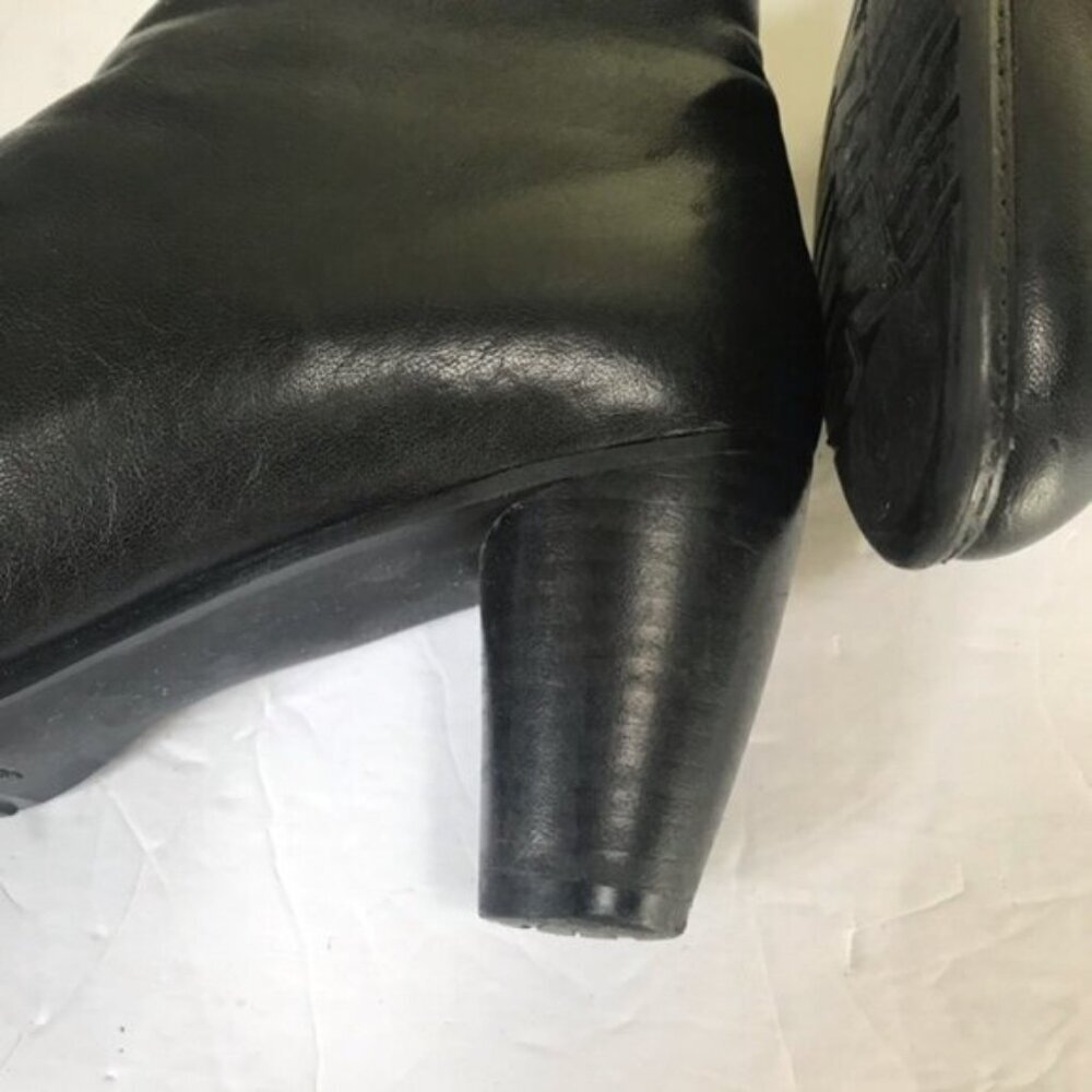 Stuart Weitzman Leather Ankle Booties Boot Side Zip Rubber Sole Stacked Heel 9.5 - Picture 5 of 15